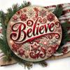 Believe" 2D Metal Sign with Christmas Print Design 7.8X7.8 inches (20X20 cm) Perfect for man cave garage and outdoor decoration