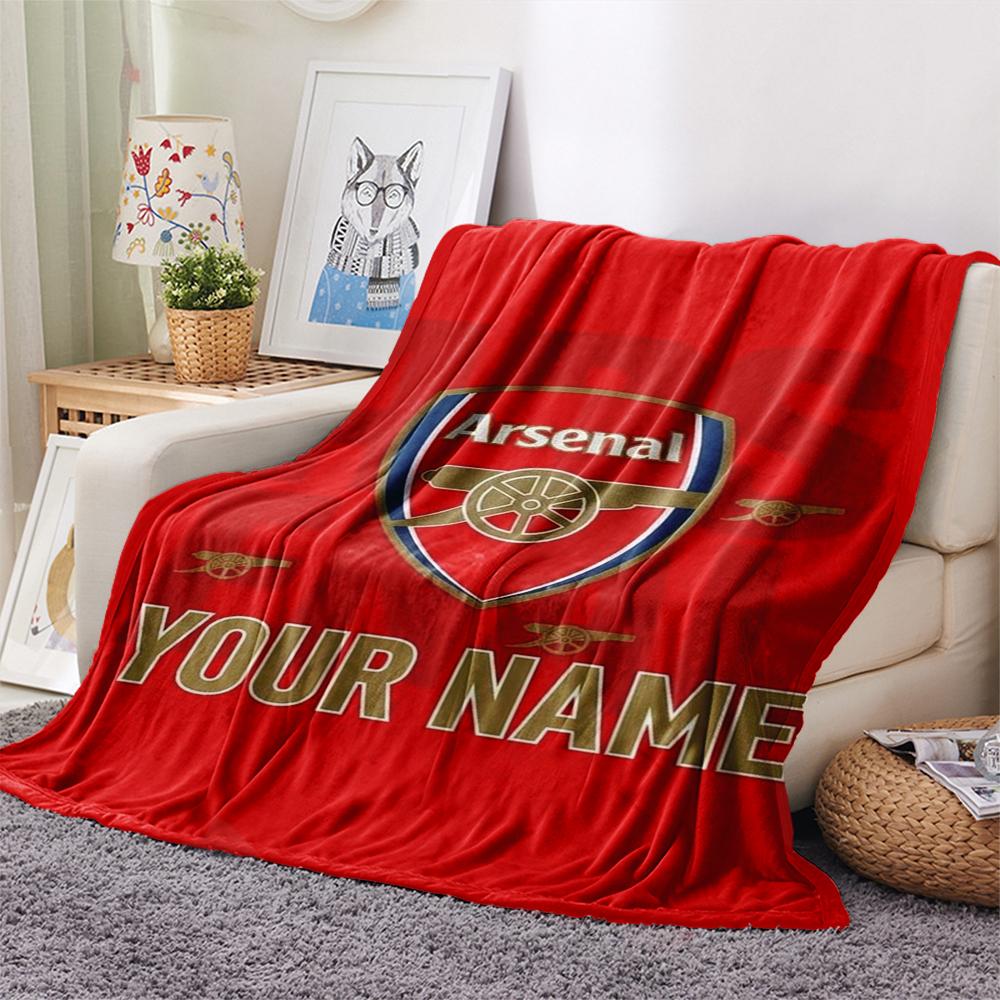 1PC Custom Name Arsenal Patterned Flannel Blanket Suitable For All Seasons for Home Decor Warmth and Comfort Gifts Holiday Present