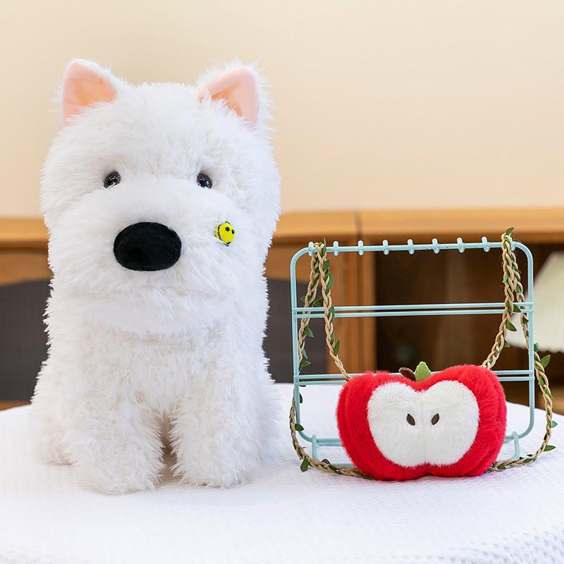 

Highland West White Terrier Avocado Backpack Plush Toy Dog Doll Gift Kids Apple,35cm