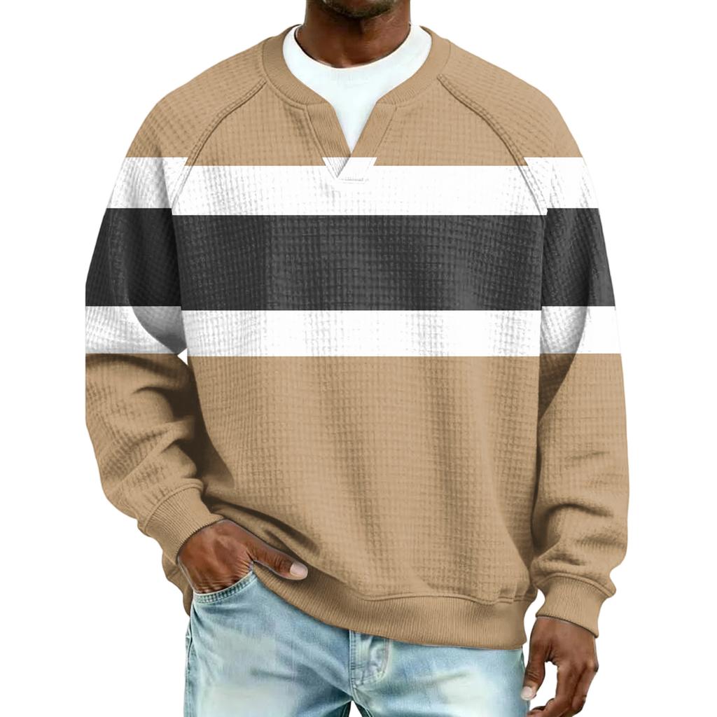 Herrfritidshuva Utomhus V-hals Vågmönster Långärmad