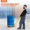55 Gallon Drum Dolly, 1200 lbs Load Capacity, Barrel Dolly Cart Drum Caddy Round Dolly Steel Low Profile, Heavy Duty Steel Frame with Adjustable