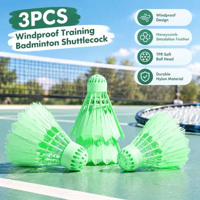 3Pcs Nylon Plastic Training Shuttlecock TPR Soft Ball Head Badminton Ball  Badminton Training