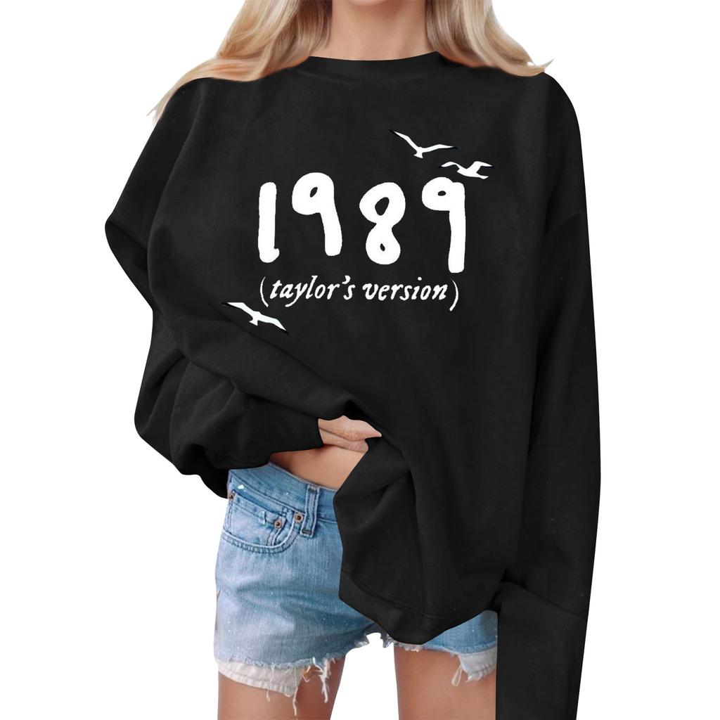 Women Autumn Winter Tops Women's Long Sleeve Sweatshirt Casual Crewneck Loose Fit Pollover Fleece Tops