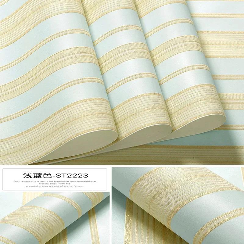 European style minimalist non-woven wallpaper bedroom living room 3D three-dimensional vertical stripe TV background wall decor