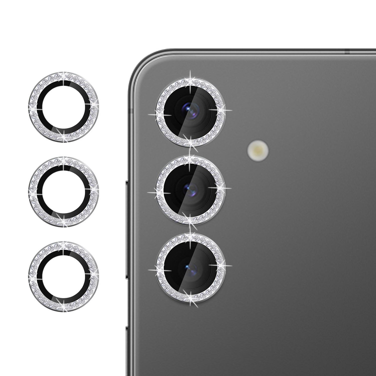

Для Samsung Galaxy S23 FE Защита объектива камеры Дизайн бриллиантового кольца Защитная пленка для объектива из закаленного стекла Silver
