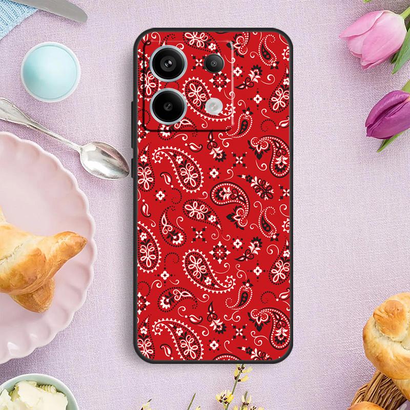 Rode Bandana Paisley Telefoonhoesje Voor Redmi Note 13 9 10 11 12 Pro Plus 10S 11S 12S Redmi 12 9C 10C 12C 13C Hoes