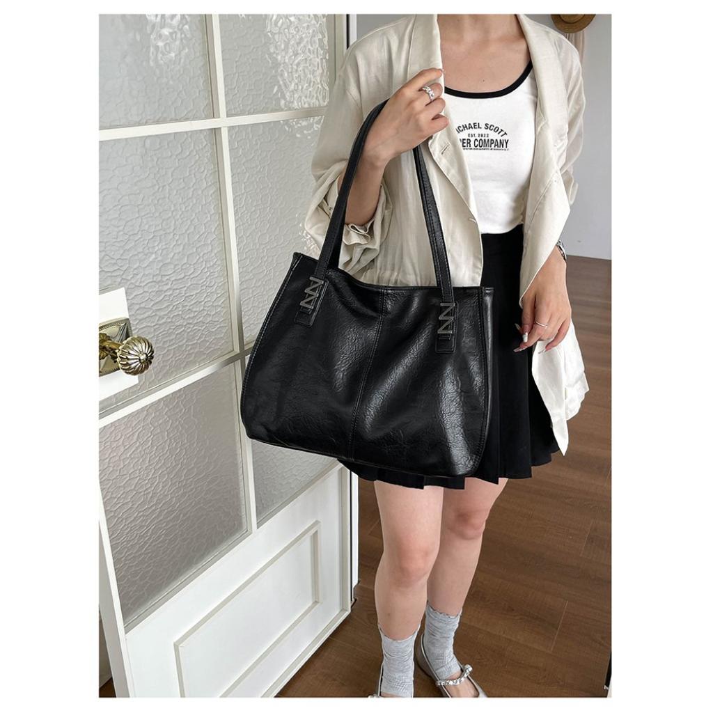 Tote Bag Women PU Large Capacity Stitched Detail Daily Commuting