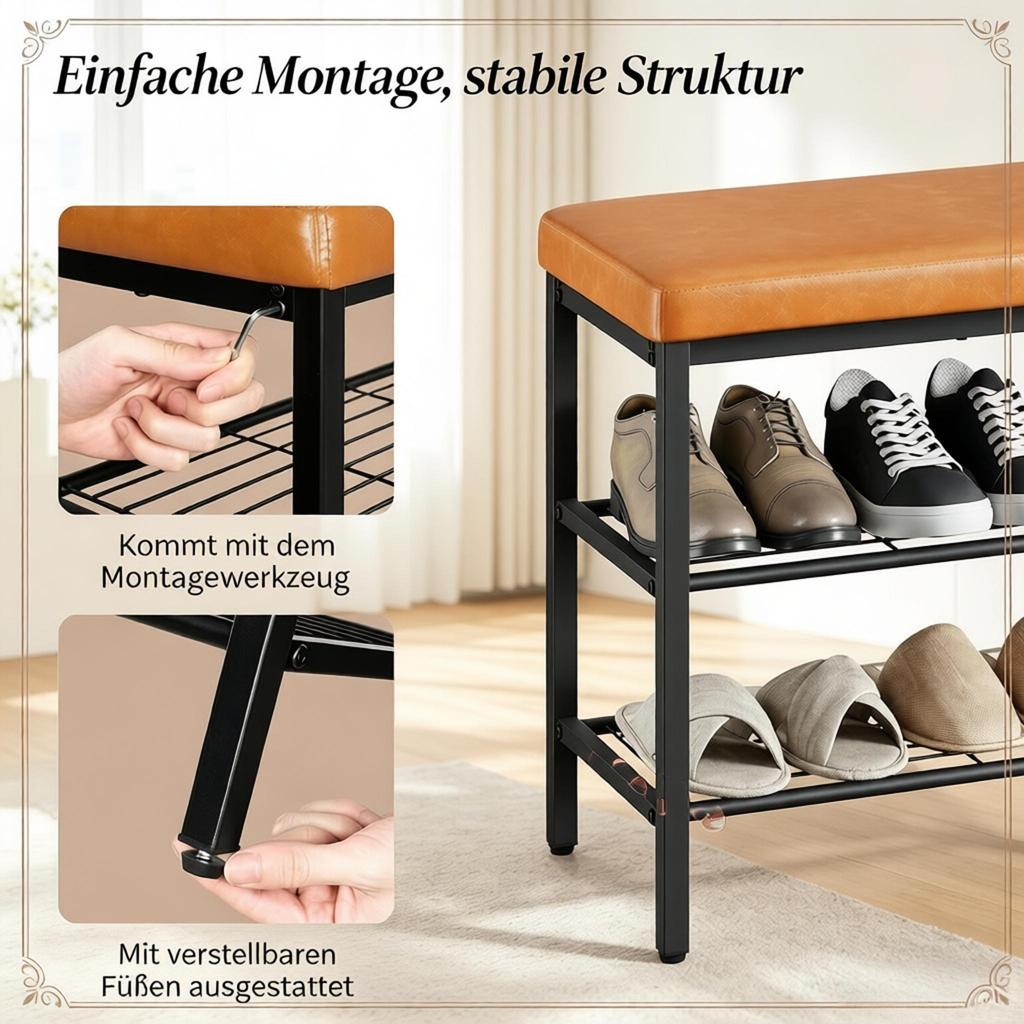 Chic Shoe Holder with Seat, Compact Storage Holder, Shoe Bench, Storage Holder (Only with Storage Holder)