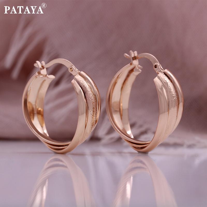 PATAYA Ohrringe in Roségold mit geometrischen Formen im Hip-Hop-Stil