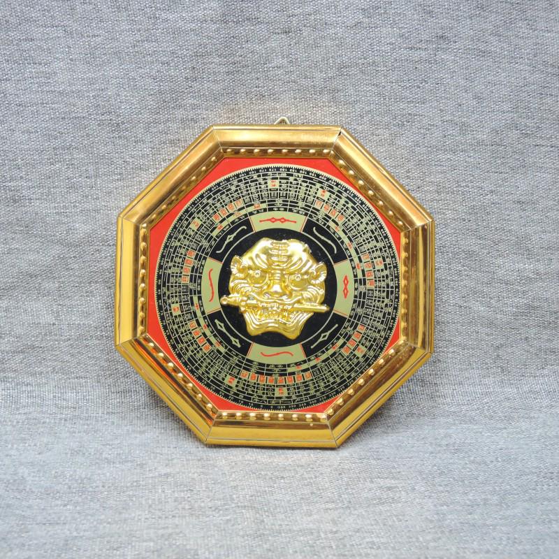 Chinese Style Convex, Concave, and Bagua Mirror Ornament with Peach Wood Design for Foyer or Gate