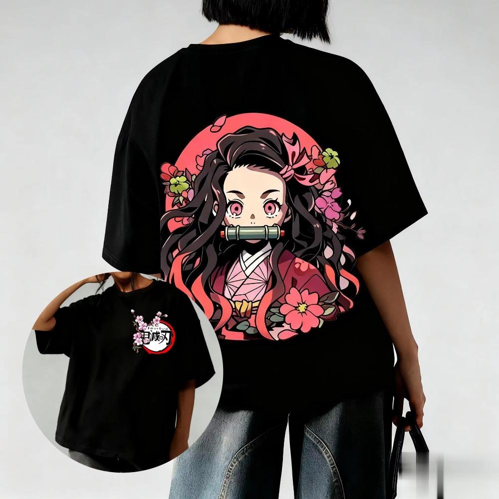 

Demon Slayer Anime Printed Unisex and Women Tshirt Couple Street Fashion Casual Unisex and Women Top Summer Harajuku Y2K Streetwear M
