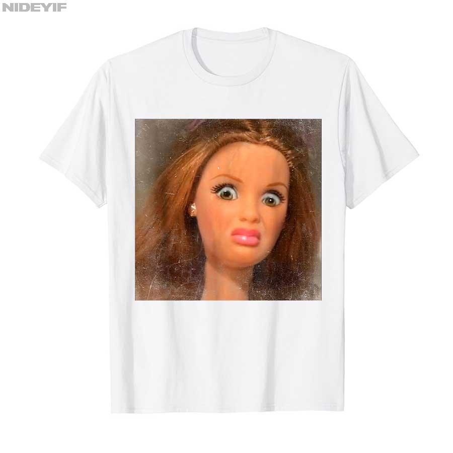 Camiseta Meme Rosto de Boneca Engraçado Repugnante Para Homens Mulheres 100% Algodão Camisetas Tops de Manga Curta P417