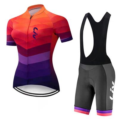 Cycling Jersey Set Women's Summer Cycling Bib Sponge Cushion Road Bike Cycling Top Moisture Wicking Quick Drying Clothes
