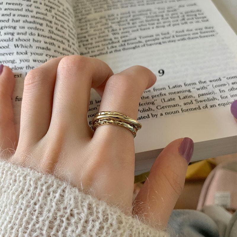 VENTFILLE copper Irregular Surface Interweaving Opening Ring for Women Minimalist Ins Temperament Party Jewellery
