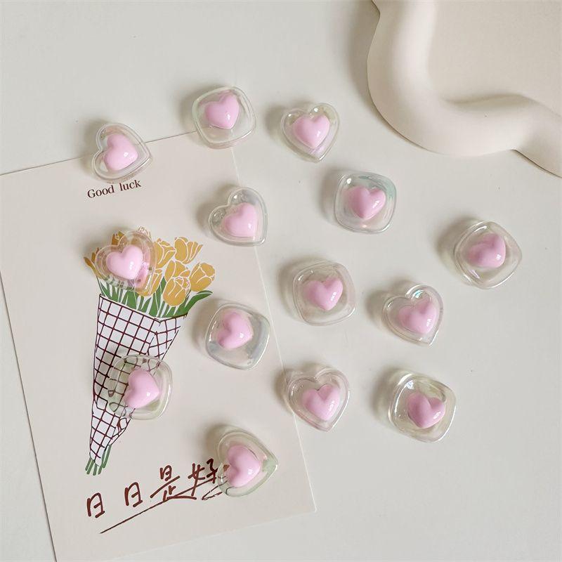 6pcs/10pcs Pink Heart Refrigerator Magnet Stickers, Photo Wall Message Board Magnetic Bulletin Board Decoration,Fridge Magnets