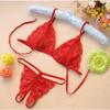 Women's Open-file Sexy Lace Transparent, Three-point Erotic Underwear Open-crotch Panties Seduction Set