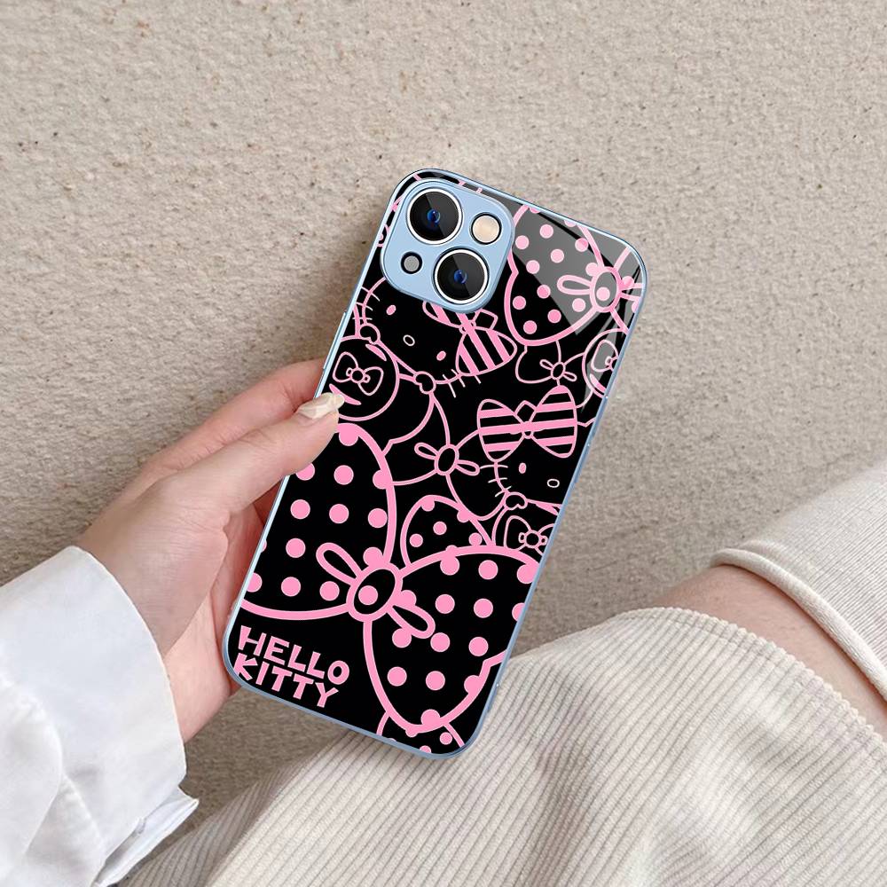 H-Hello Kitty For IPhone 14 13 12 Mini 11 Pro XS Max X XR 14 Plus Tempered Glass Cover