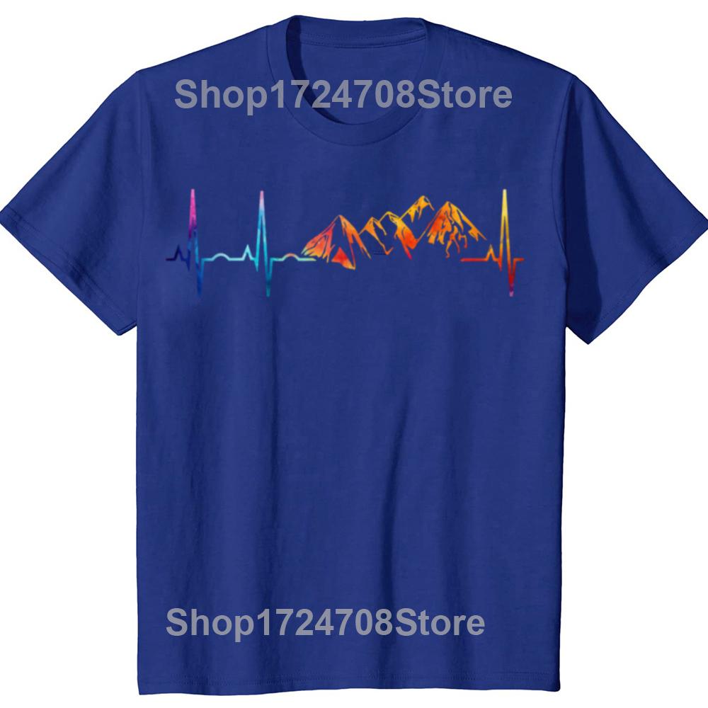 Funny Mountain Heartbeat Pulse Line Tshirts Men Womens Fashion Casual Tshirt 100 Cotton Loose Climbing Hiking T Shirt