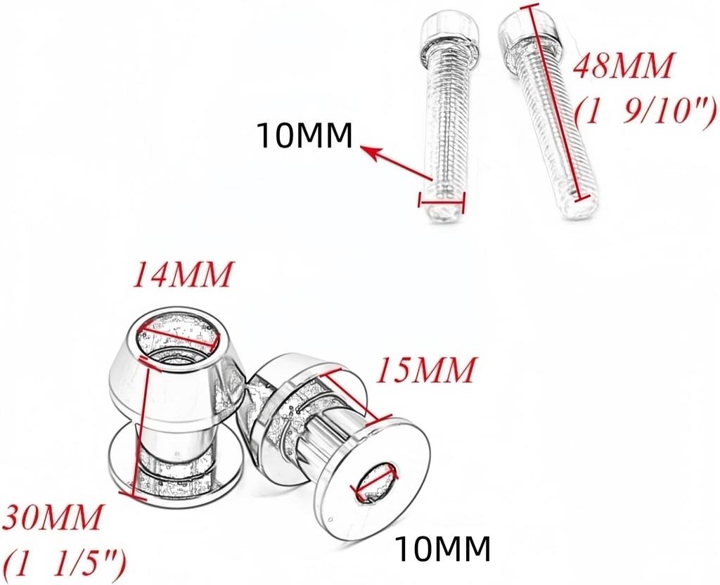 Set aus 2 Motorradständerhaken und für Auto hinten Universelle Befestigungsschrauben (Links rechts) Ständer, (Gold, M10)