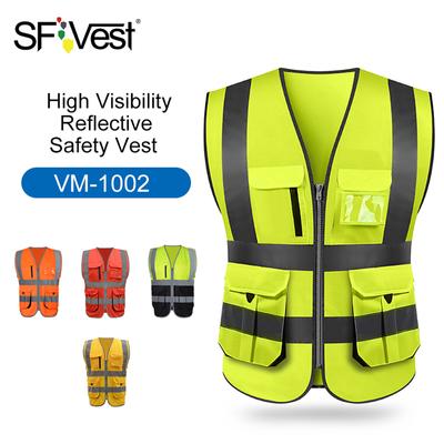 SFVest Reflexní bezpečnostní vesta s vysokou viditelností Reflexní vesta s mnoha kapsami Zabezpečení pracovních oděvů