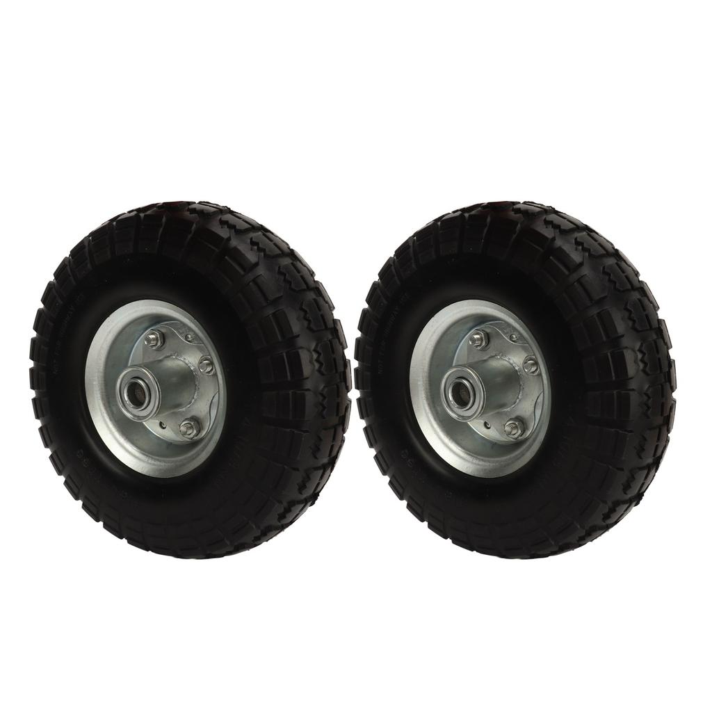 2Pcs 10in Solid Tire Set Inflation Free PU Foam Deep Groove Ball Bearing Solid Tyre Replacement for Garden Vehicles