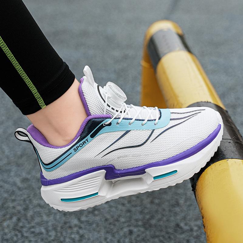 Boys' rotating buckle sneakers 2025 new summer children's and adolescents' running shock-absorbing mesh breathable running shoes