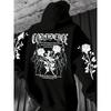 2025 European and American Men's Gothic Rose Letter 3D Printed Soft Hooded Sports Shirt Outdoor Street Style Top