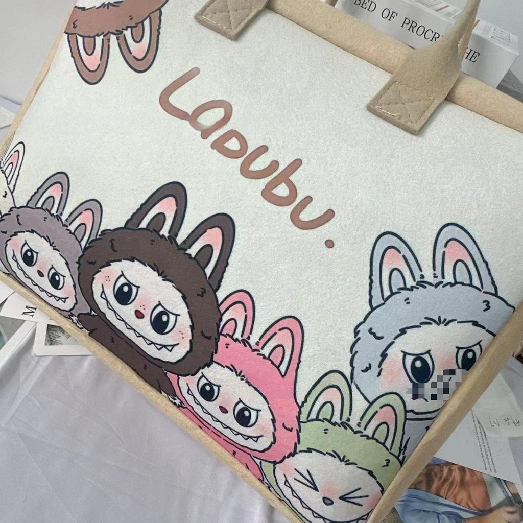 Nová labubu kreslená plstěná přenosná ruční jednoduchá dětská taška tote taška na obědový box úložná taška taška na jídlo