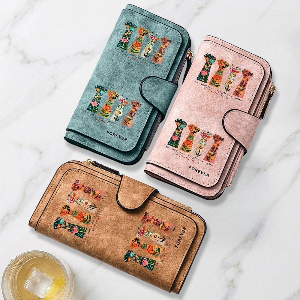 Women's Fashion Long Wallet With Rights And Voting Power Print Design Eye Catching Multifunctional Portable Coin Purse With Clasp Large Capacity For