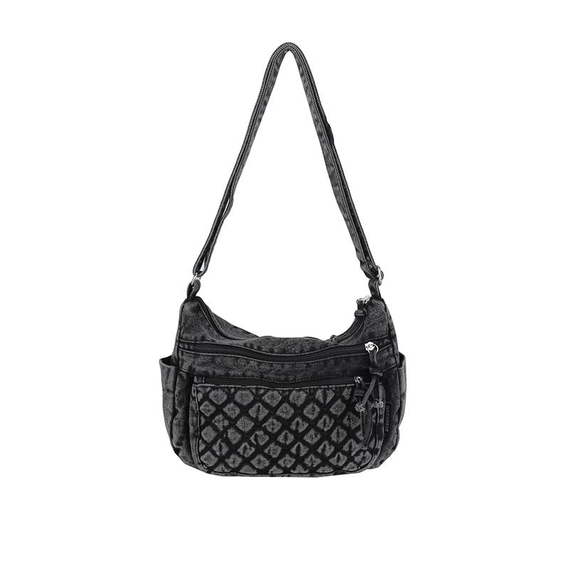 Women s Denim Shoulder Bag – Spacious Casual Shoulder Bag for Everyday Use Shopping & Travel чёрный
