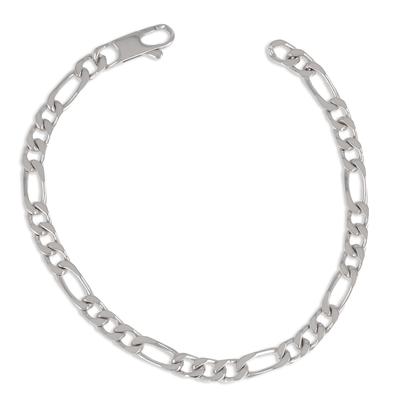 [R1934] – Silbernes „Figaro“-Silberarmband (Rhodium) - 20cm 5mm