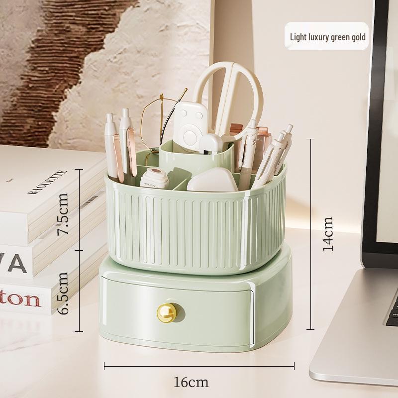 Rotating Desk Organizer: Plastic Pen Holder & Makeup Brush Storage