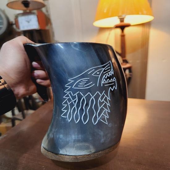 20,32 cm handgefertigter authentischer Wikinger-Bierhornkrug