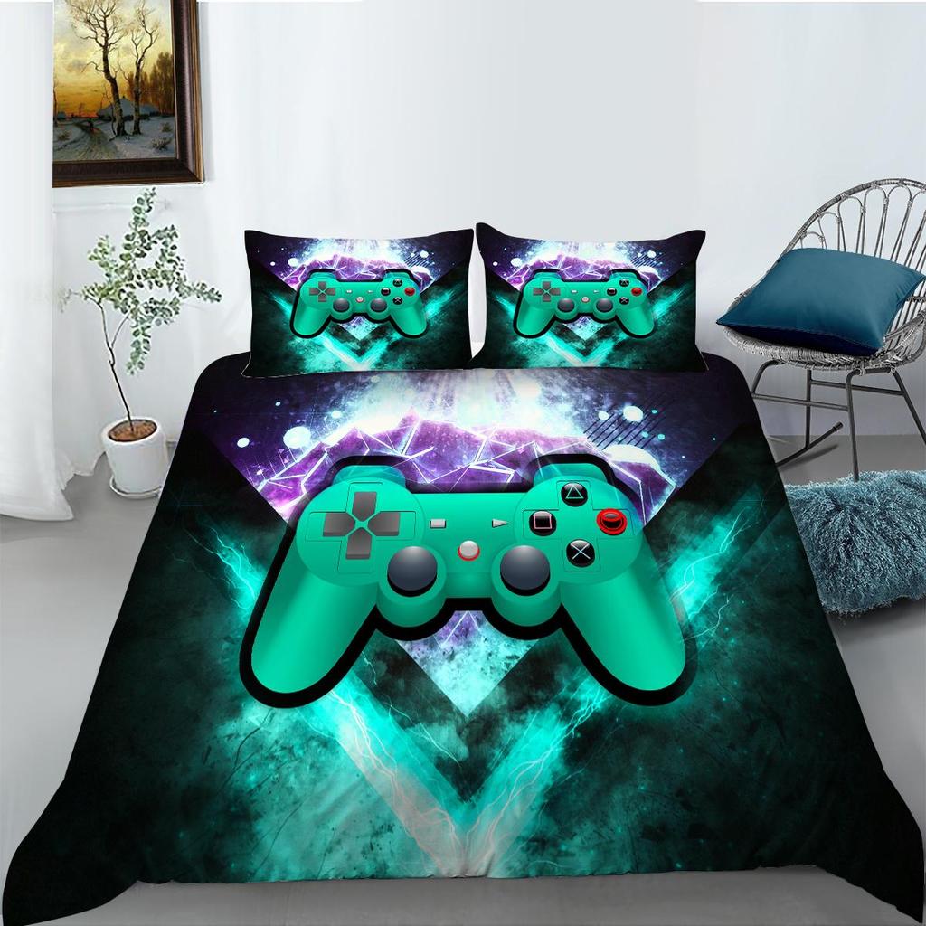 3D Game Player Quilt Pillowcase 3/2-piece Family Bedroom Bedding Set Single Bed Double Bed Full Size Household Bedding