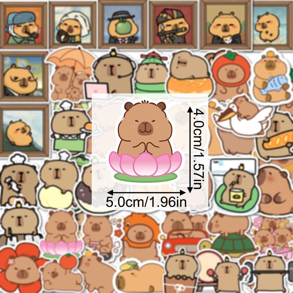 50/100/200 Cute cartoon capybara stickers adorable animal decals and stickers for toys such as laptops suitcases diaries and car graffiti