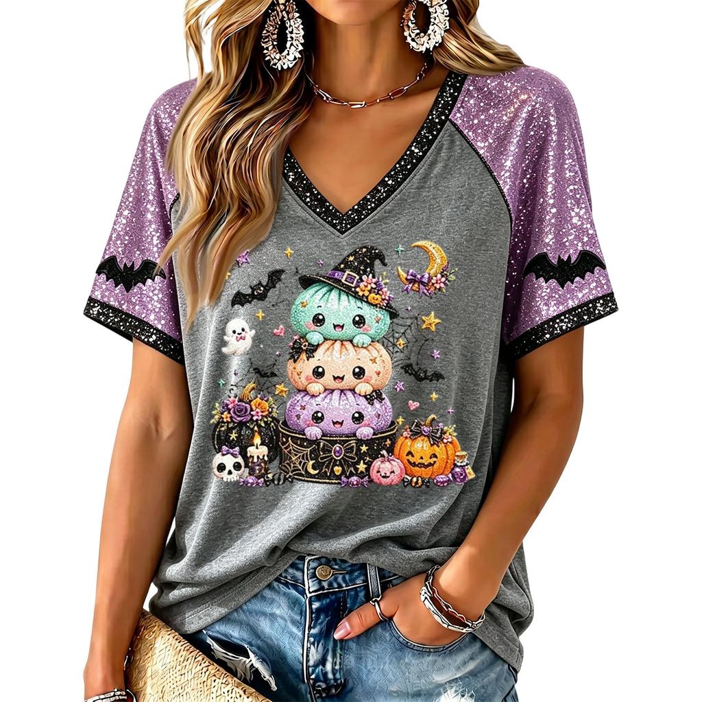 Women's Cute Halloween Printed Short Sleeve T-Shirt