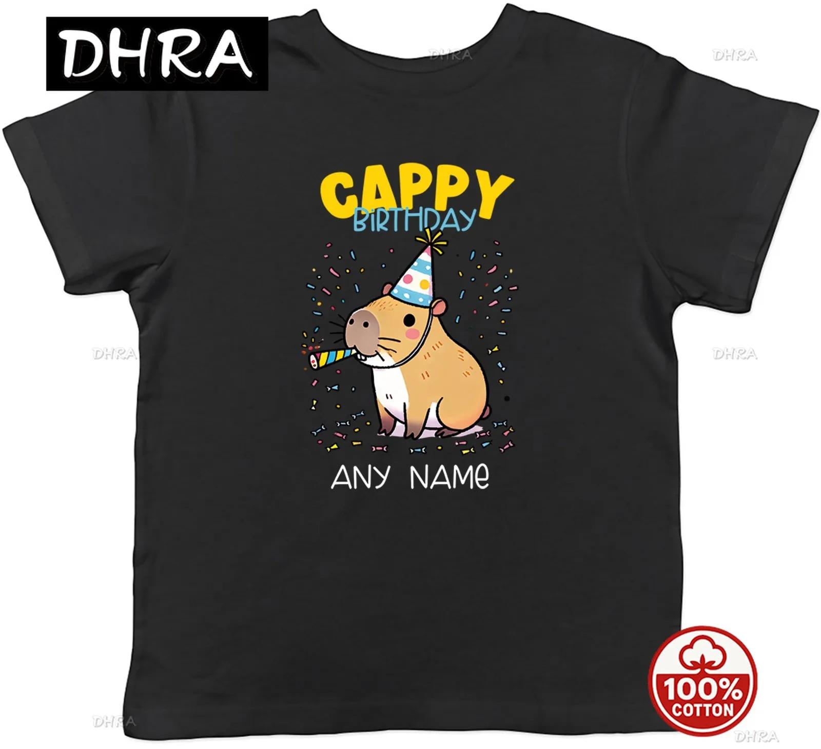 Personalised Happy Cappy Birthday Capybara Kids TShirt Boys Girls Gift Featuring Fashion Streetwear Harajuku T Shirts Classic S
