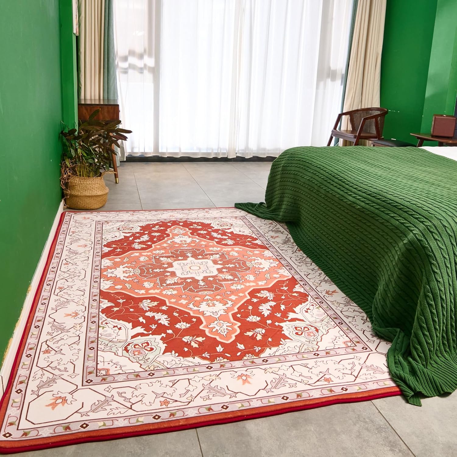 

Vintage Oriental Persian Rug Ethnic Design Carpet Non Slip Living Room Bedroom Area Rugs Home Decor Hallway Bathroom Mat 40X60cm-16x24in
