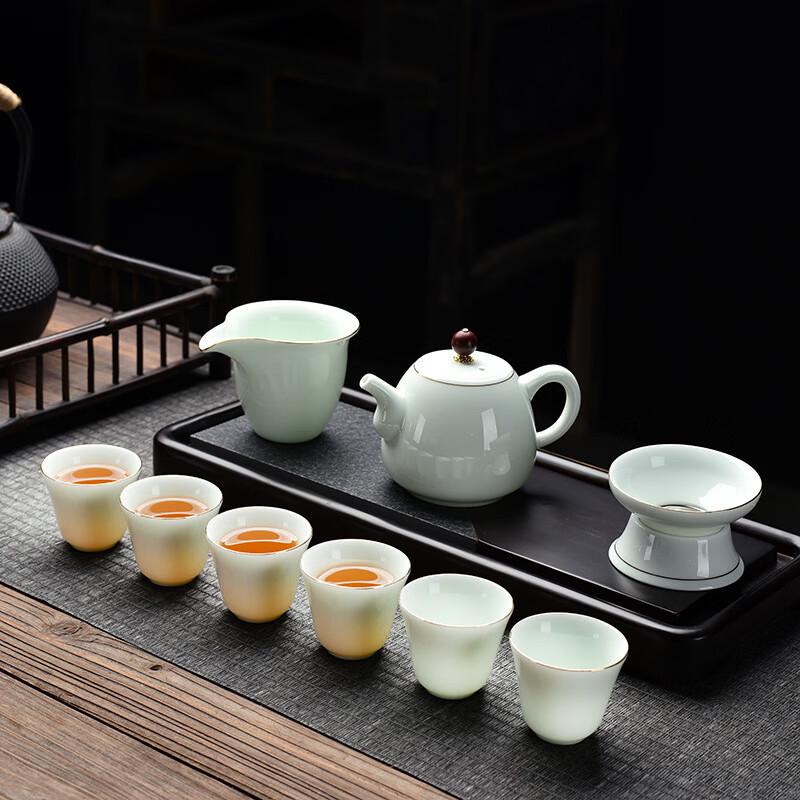 Handun Suet Jade Shadow Green Kung Fu Tea Set