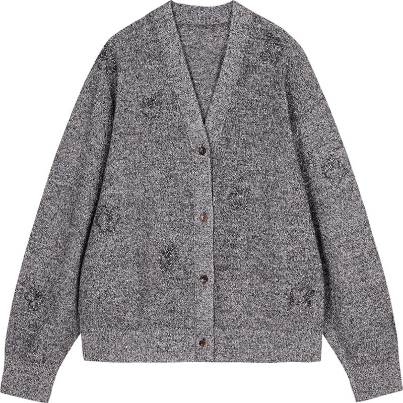 JNBY 2024 Autumn V-Neck Wool Blend Knit Sweater