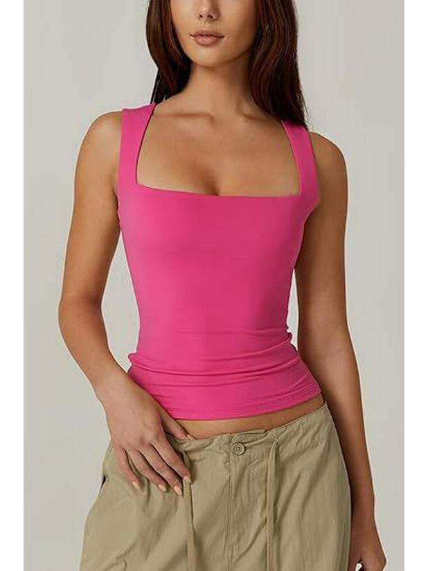 European & American Street Style Square Neck Slim Tank Top - Women's Fashion Base Layer 2025