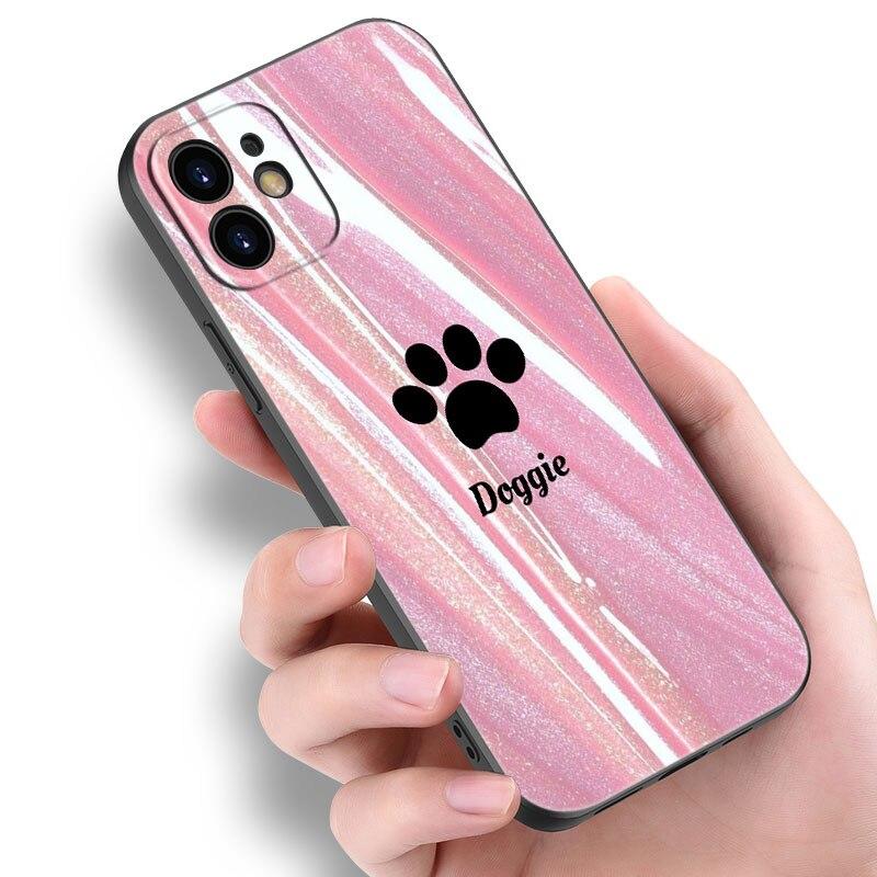 Beste Freunde Hundepfote Handyhülle für Apple iPhone 14 13 12 Mini 11 Pro Max 7 8 XR X XS 7 8 Plus SE 2020 2022 Schwarze Hülle