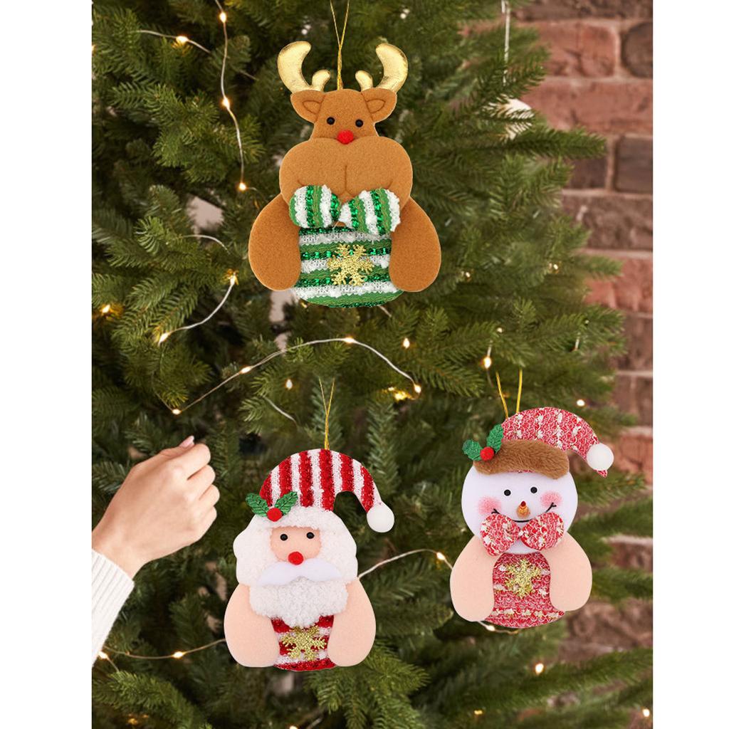 Christmas Decorative Pendant Striped Santa Claus Elk Snowman Pendant Christmas Tree Holiday Scene Decoration Christmas Gifts