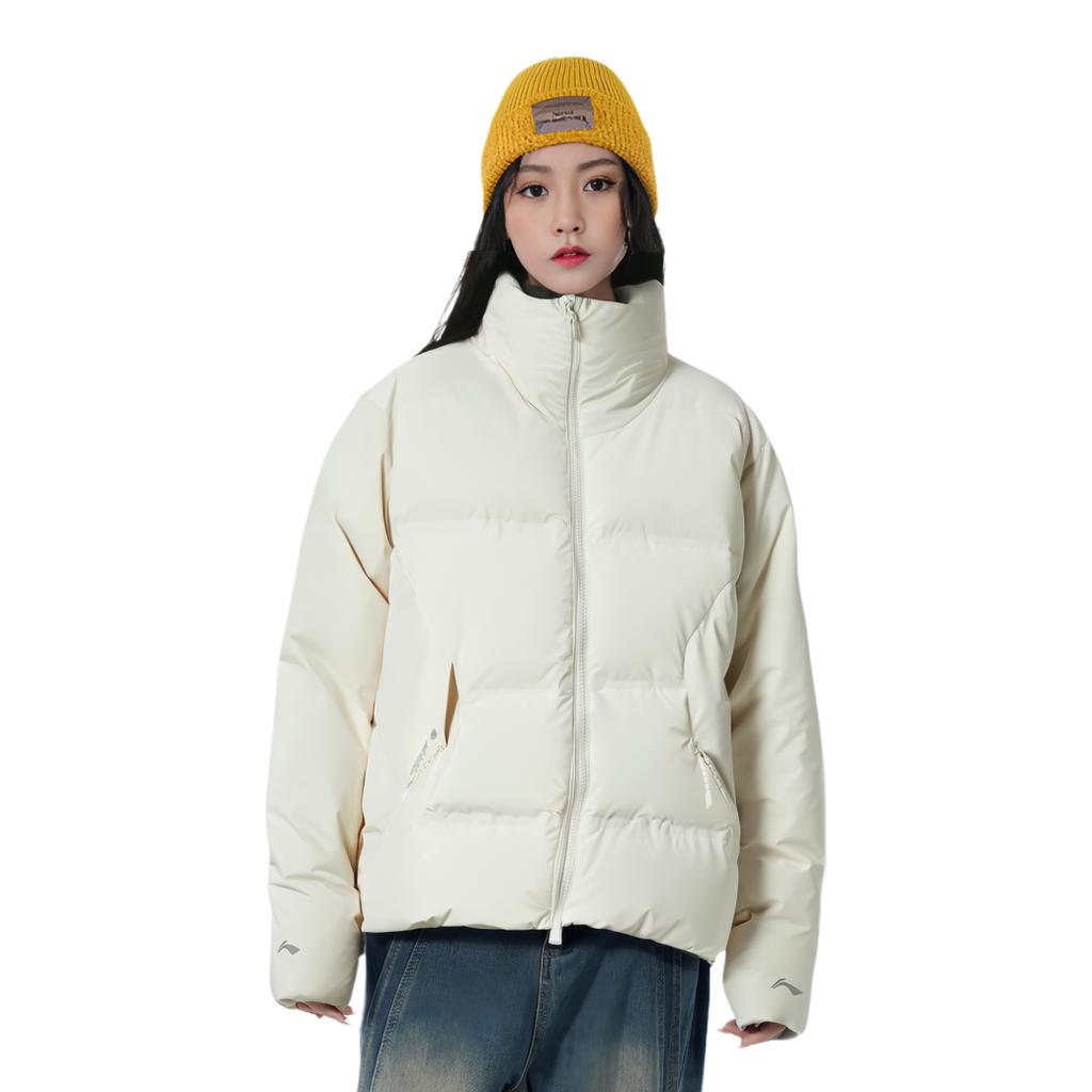 Li Ning CF Suo Dámská krátká péřová bunda Red Velvet Off-White AYMU472-5