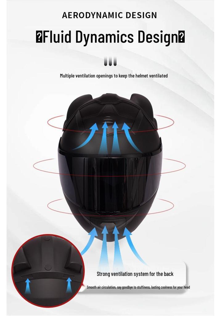 Universal Dragon Ears Full Face Helmet for Women - All Seasons Motorcycle & Electric Scooter Use