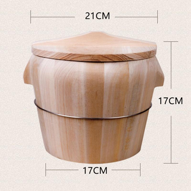 Practical-Kitchen Tool Portable Natural Wooden Steaming Rice Bucket With Lid Steamed Rice Barrel Canteen Restaurant Steamer