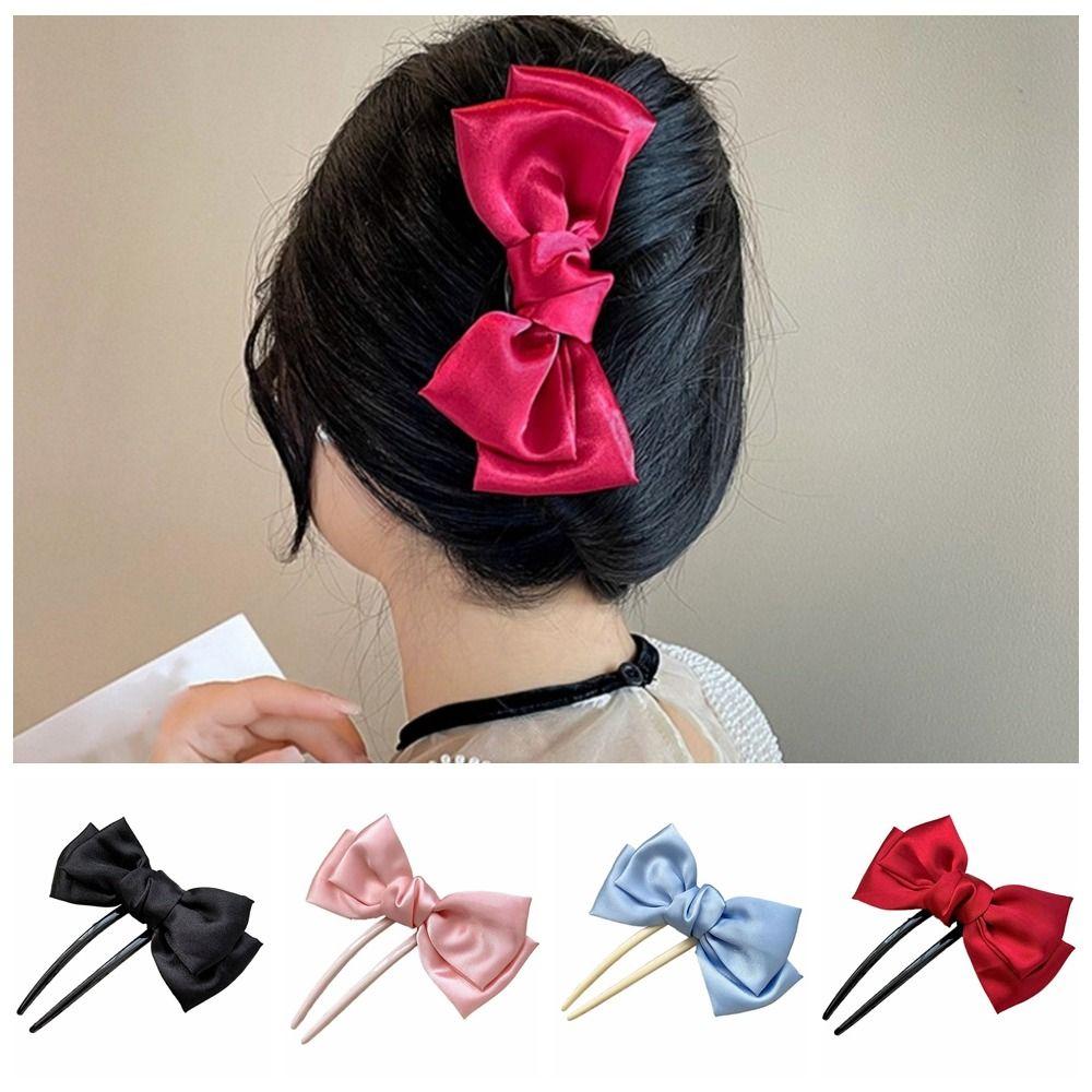 

Chinese Style U-shaped Hairpin Plastic Pan Hair Fork Sweet Bow Hair Stick Ladies