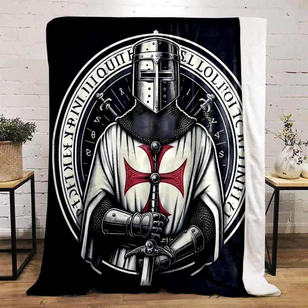 Crusader Knight Blanket Printed Blanket for Living Room Bed Couch Lunch Break Soft Cozy Blanket for Friend's Festival Gift