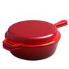 2 In1 Enameled Cast Iron Dutch Oven 10" MultiFunction Frying Pan Bread Baking Pan Pre Seasoned Casserole Dish for Baking Stewing