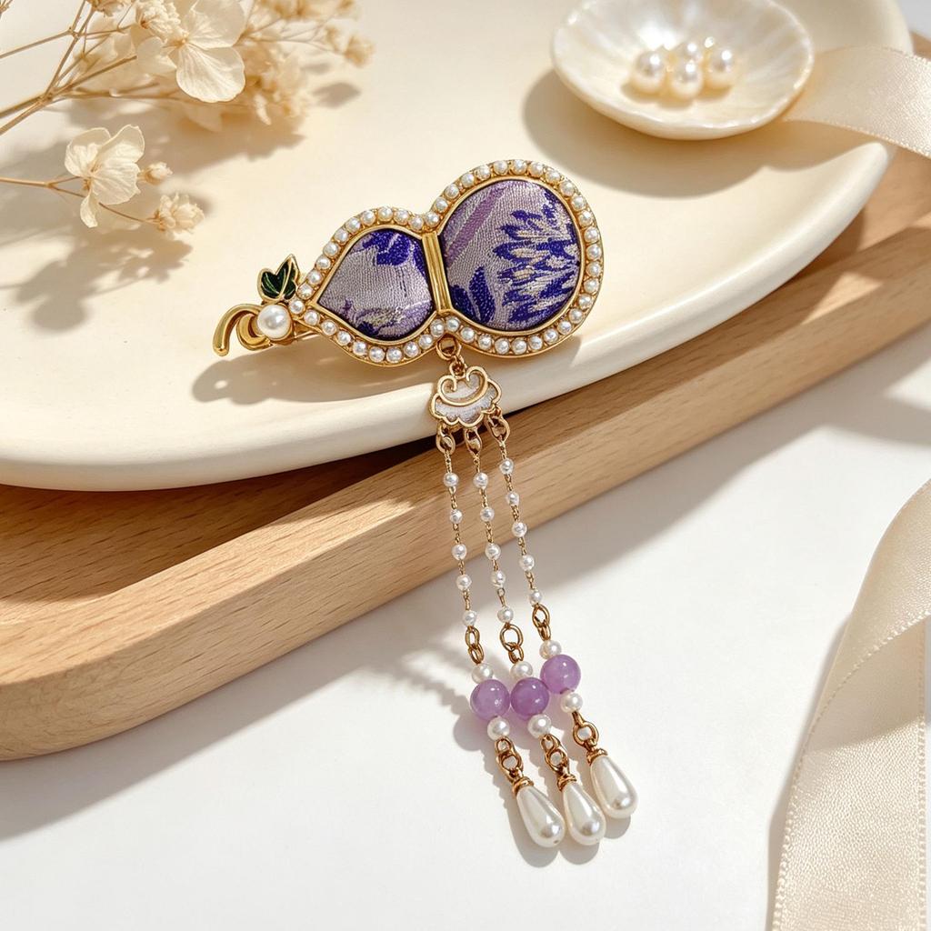 Elegant Song Brocade Hair Clip - Handmade Chinese Style Hair Accessory for Hanfu & Qipao